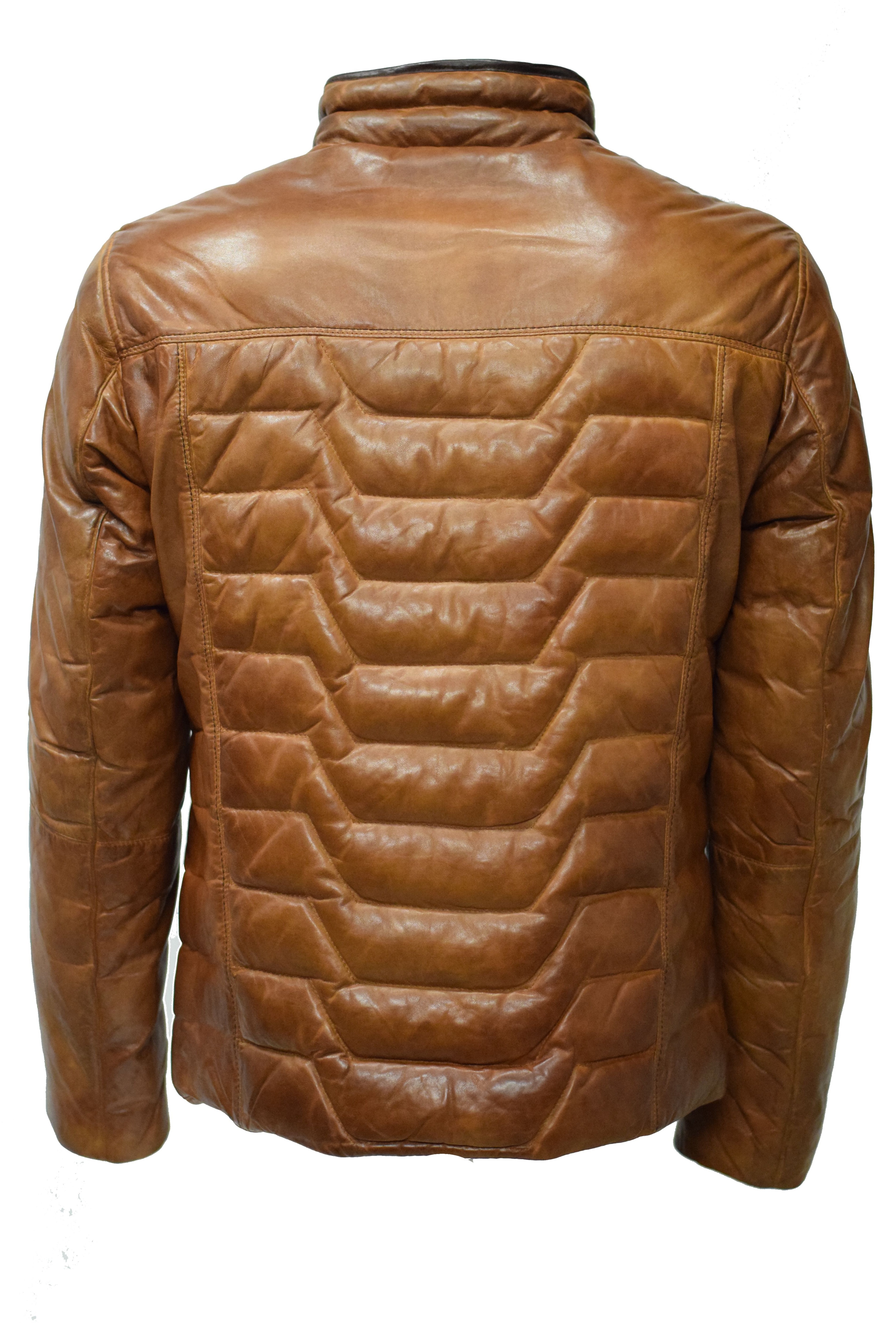 Herren Stepp- Lederjacke Freddy in washed Cognac
