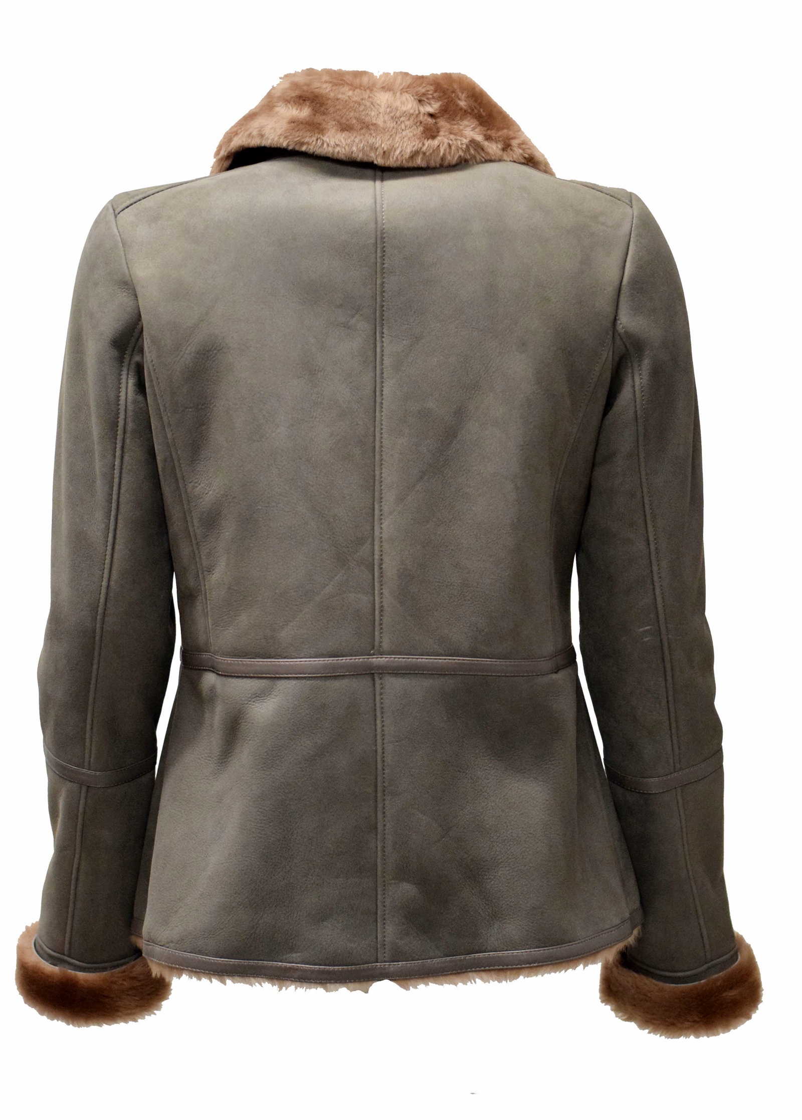 Damen Lammfelljacke Raubiene mit Reverskragen in Grau