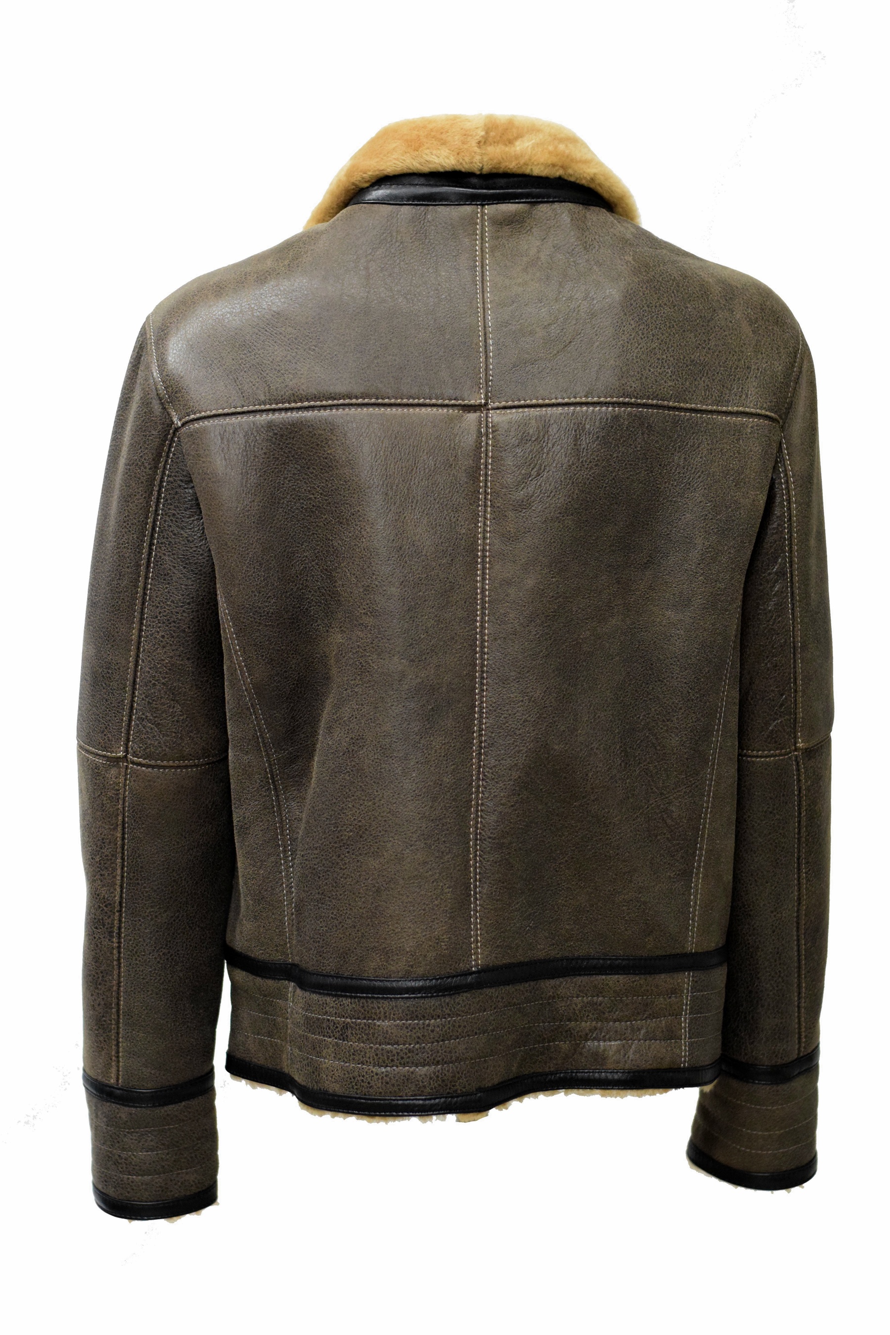 Herren Lammfelljacke Bomber Mark in vintage Graubraun