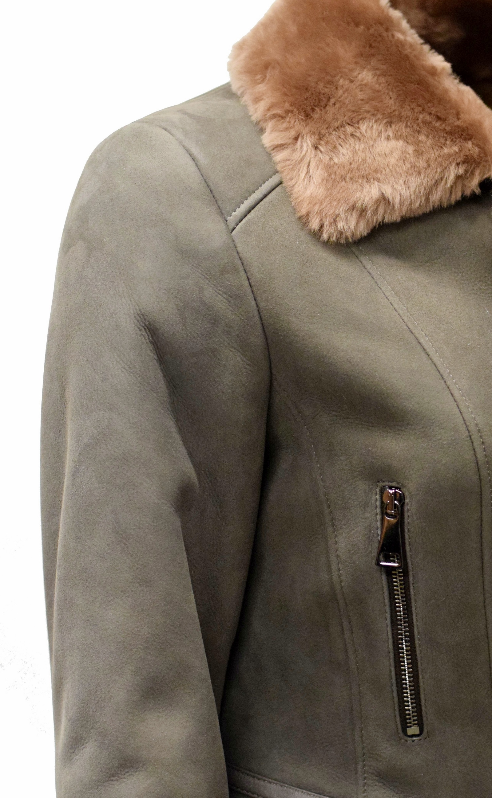 Damen Lammfelljacke Raubiene mit Reverskragen in Grau