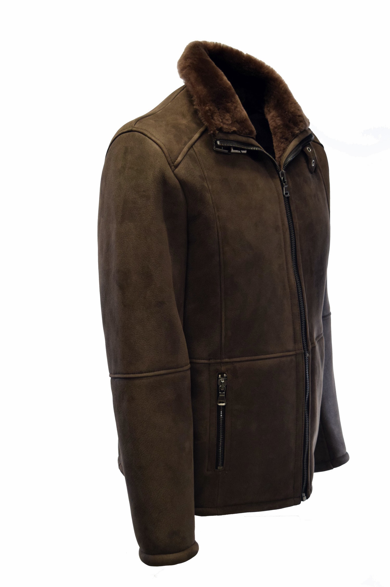 Herren Velour Lammfelljacke Nellson in Dunkelbraun