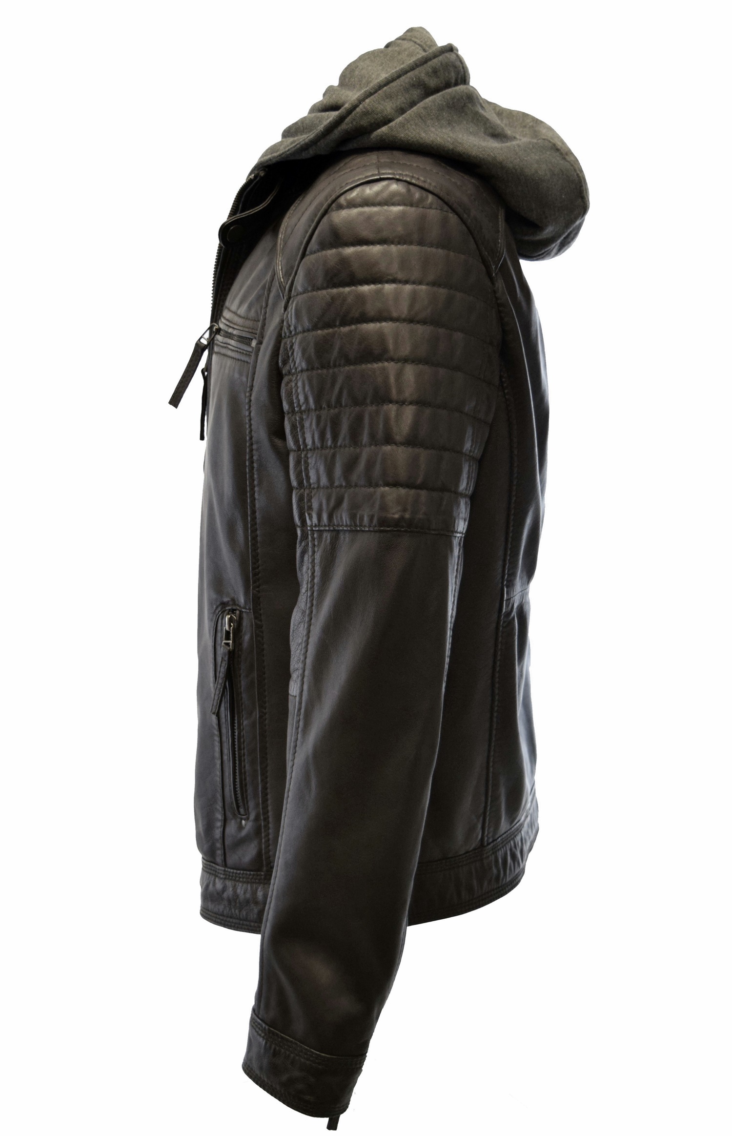 Herren Lederjacke Carlo gesteppt in washed Schwarz