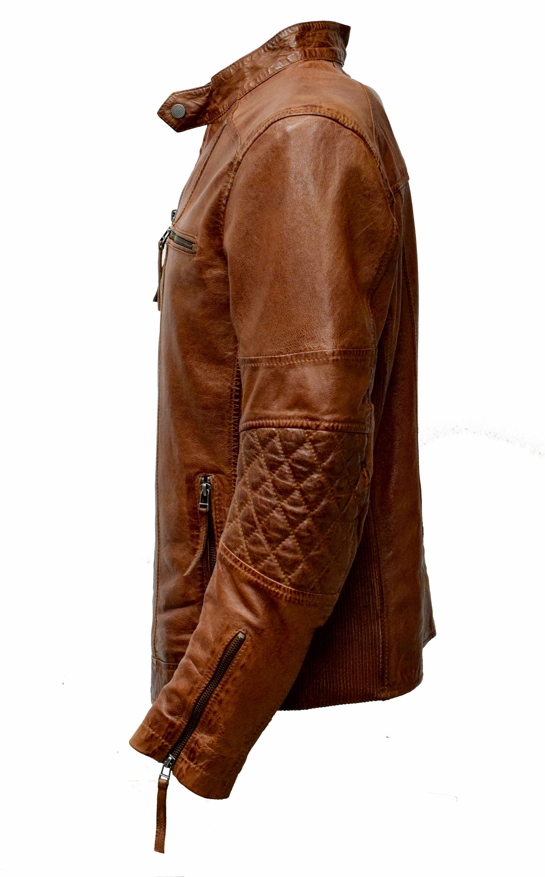 Herren Lederjacke Marco gesteppt in washed Whiskey