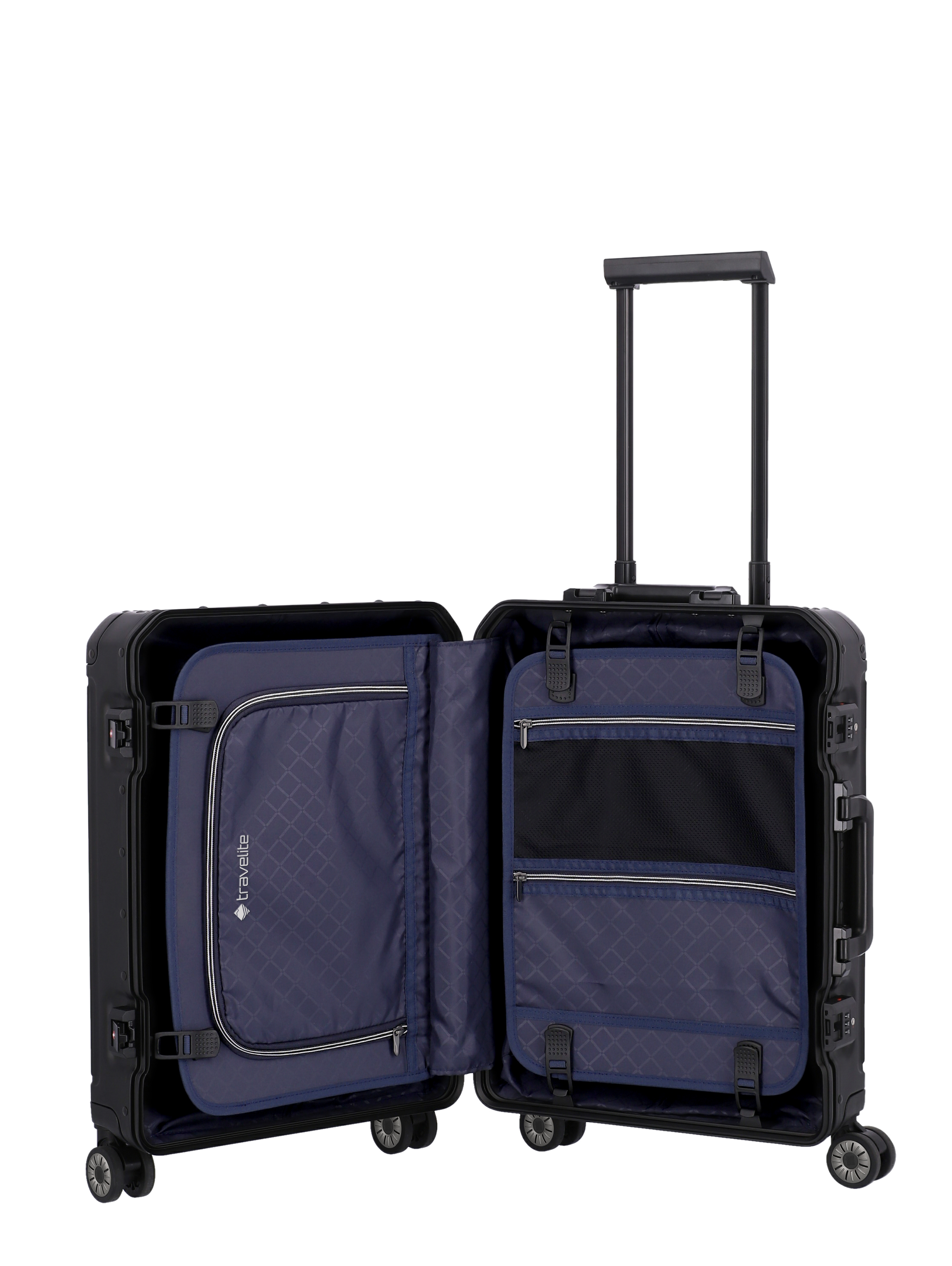 Travelite Aluminium Trolley Next S 55 cm mit 4 Rollen Schwarz