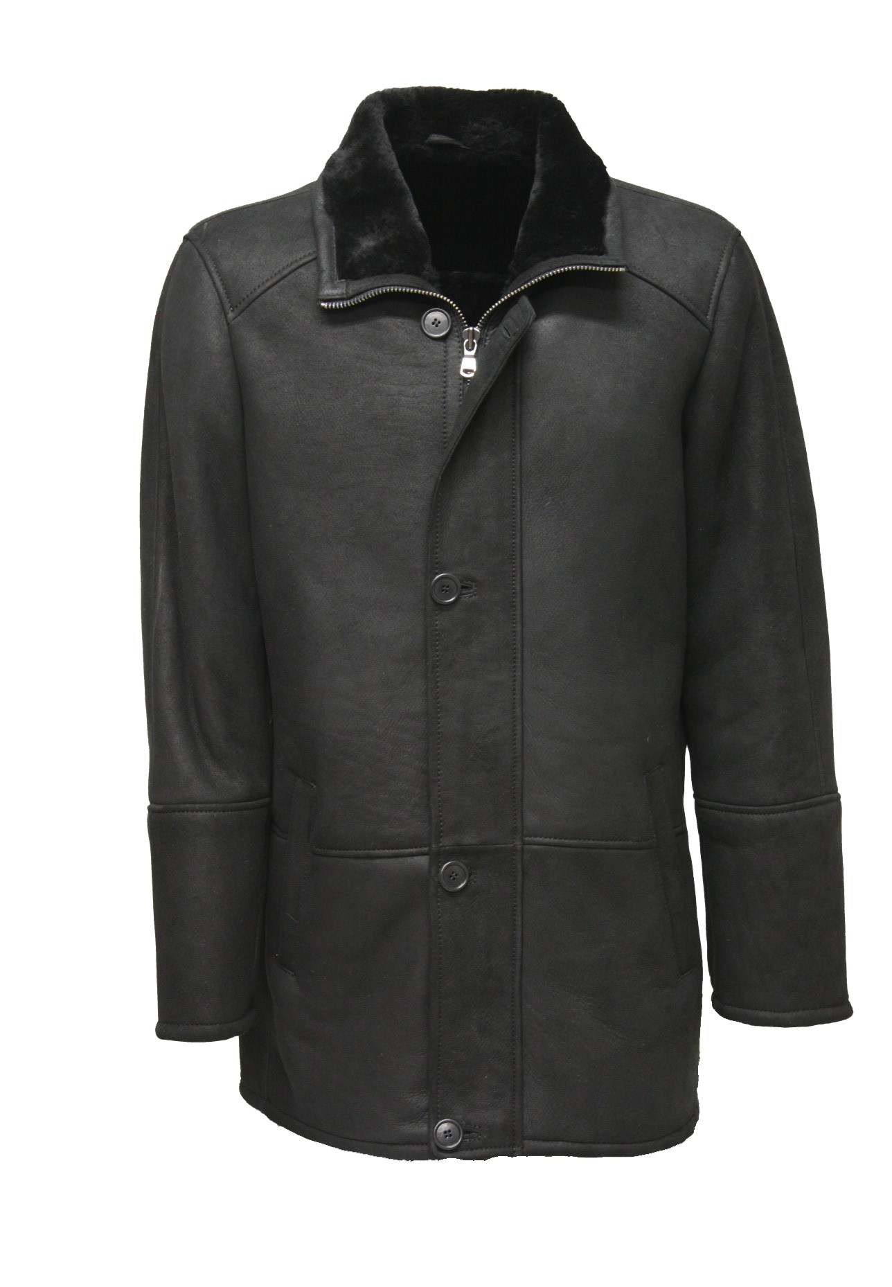 Maddox Herren Lederjacke aus Lammfell in Schwarz