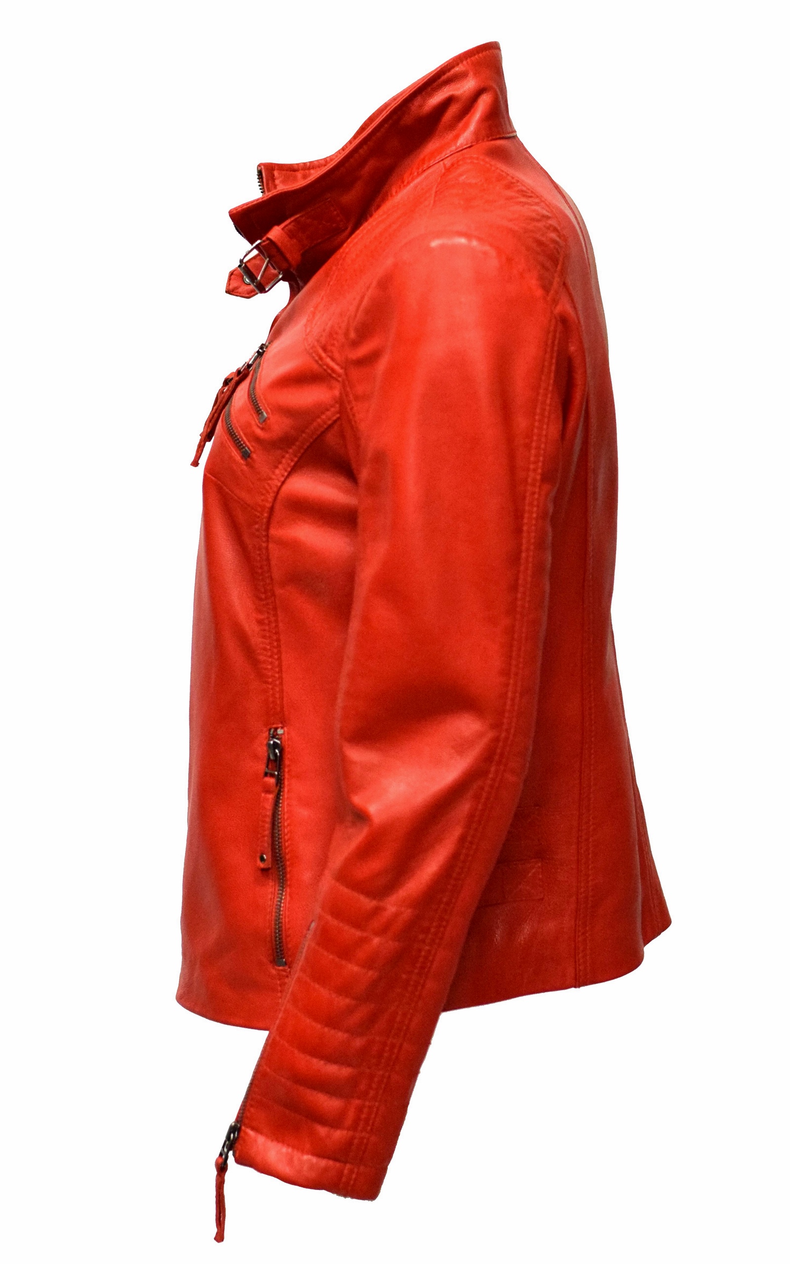 Damen Lederjacke "Amy" gesteppt washed Rot