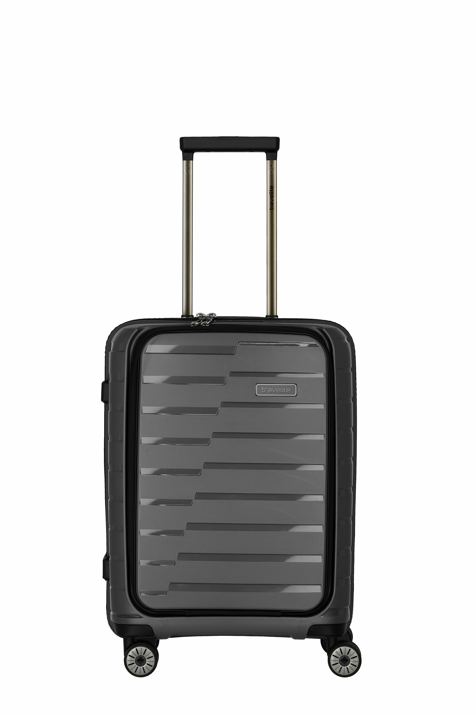 Travelite Koffer Air Base Vortasche 4 Rollen Trolley 55 cm S+ Anthrazit