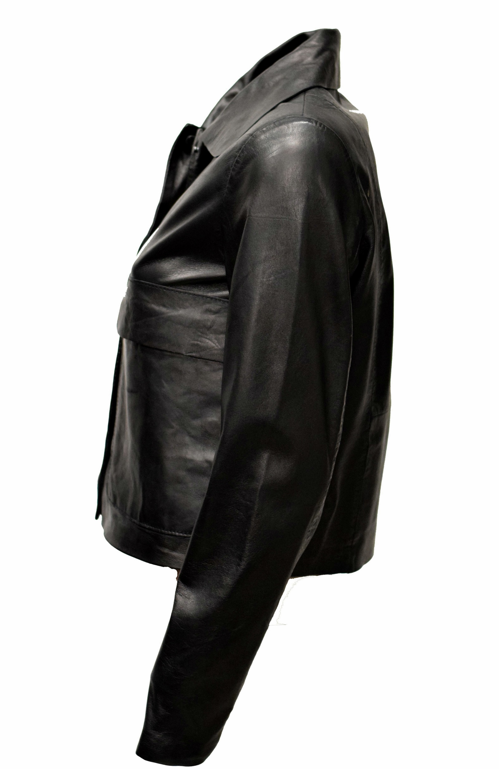 Damen Lederhemd Jella in fine schwarz