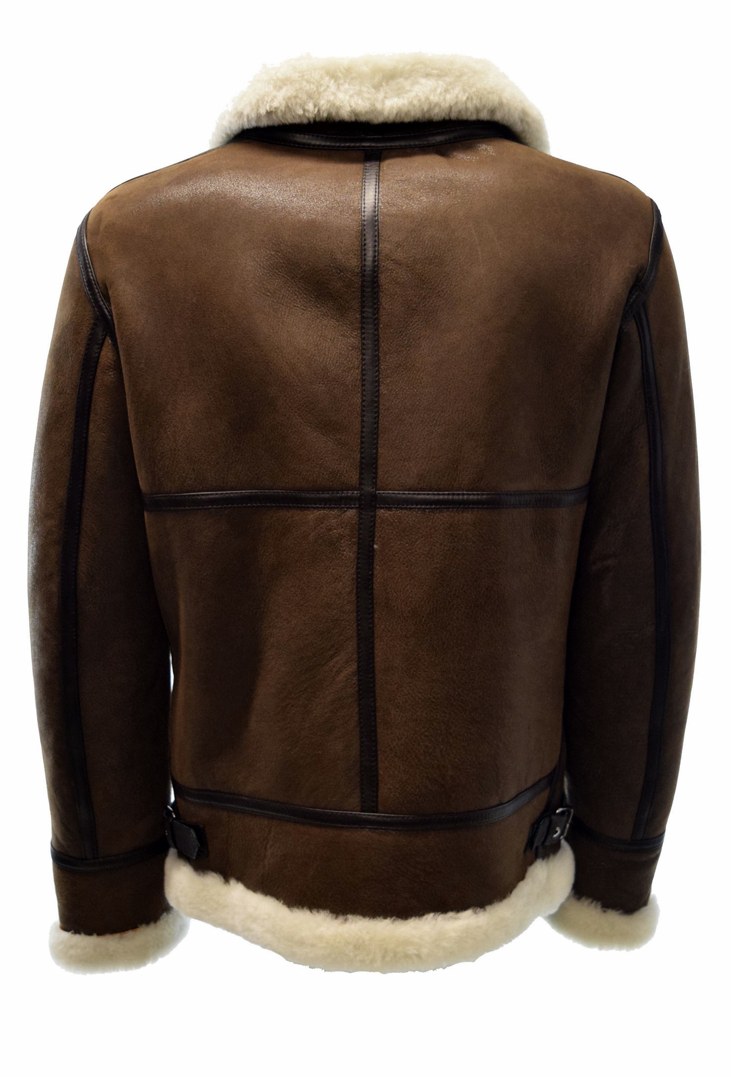 Herren Lammfelljacke Bombardier in Marrone Braun