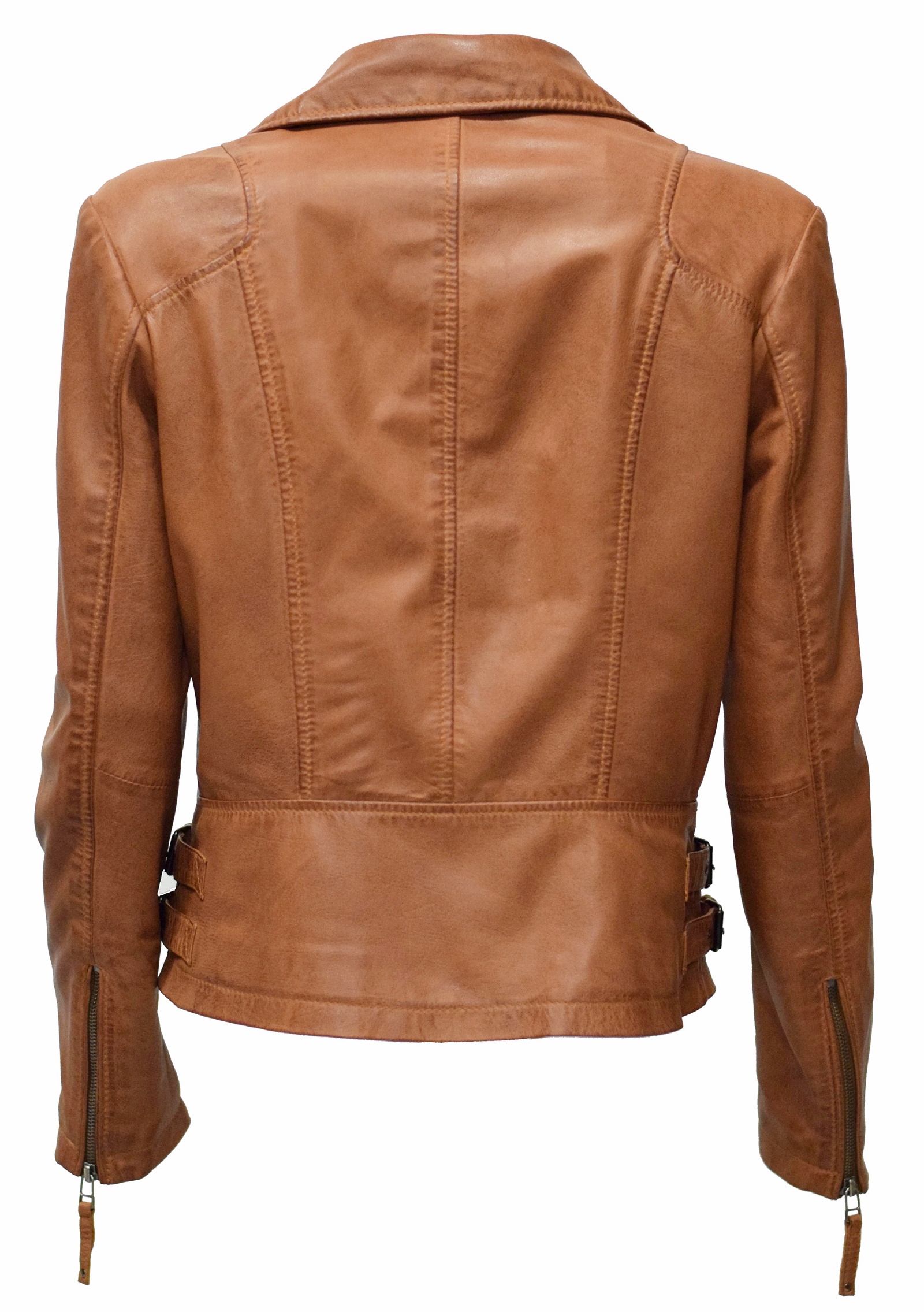 Damen Lederjacke Mala in washed Cognac