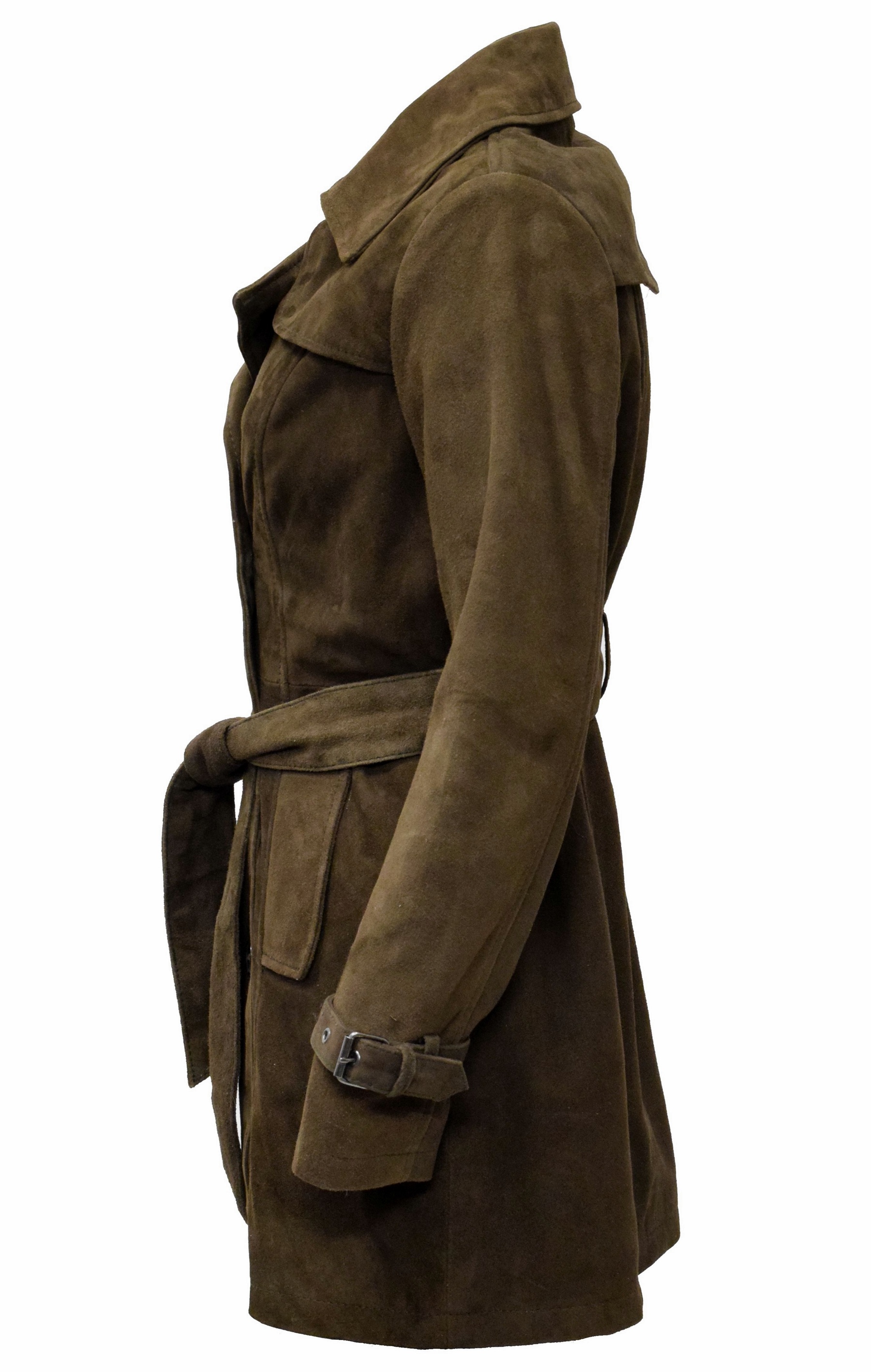 Damen Kurz-Trenchcoat Ledermantel Anna in Mocca