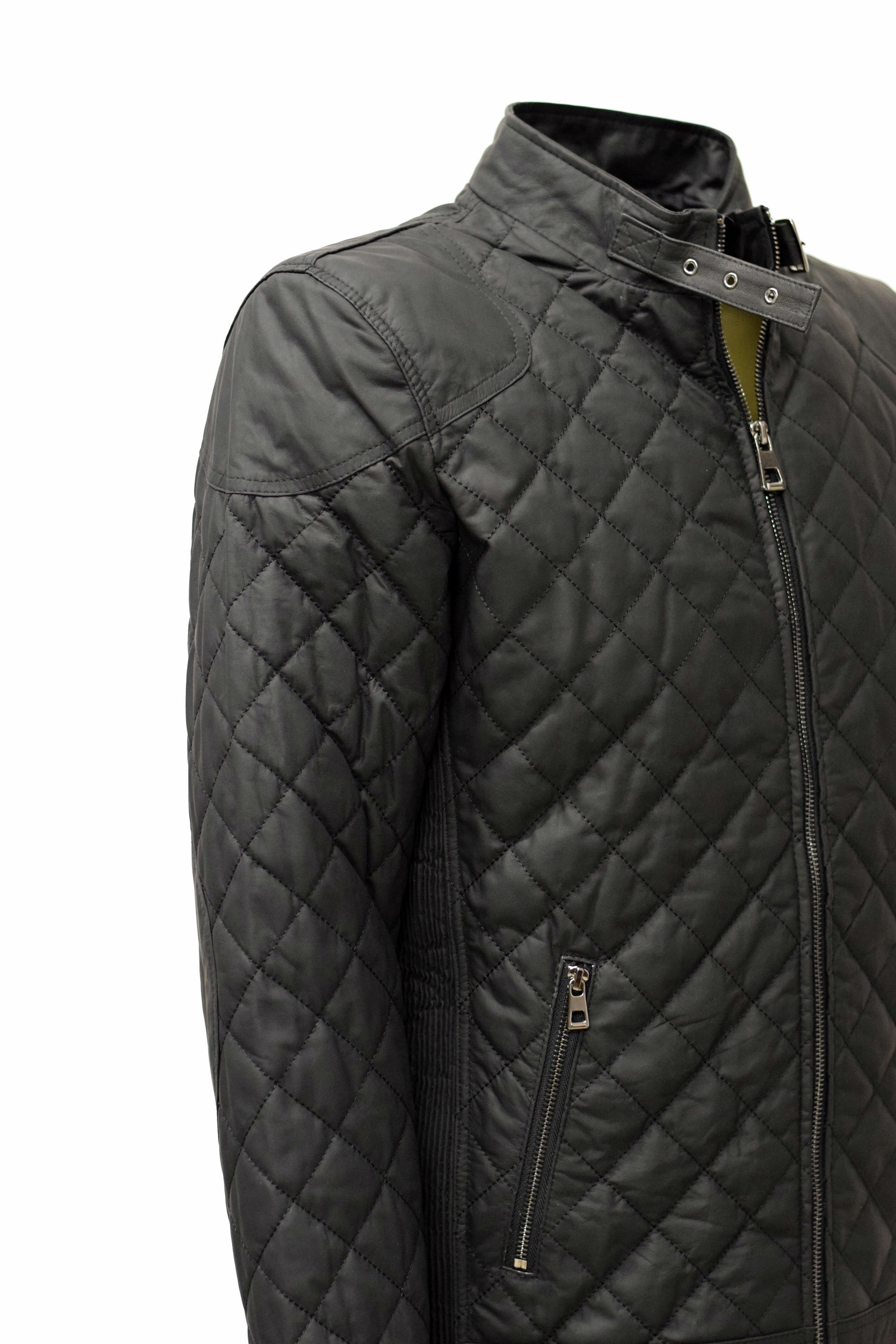 Herren Stepp- Lederjacke Michel in matt Schwarz