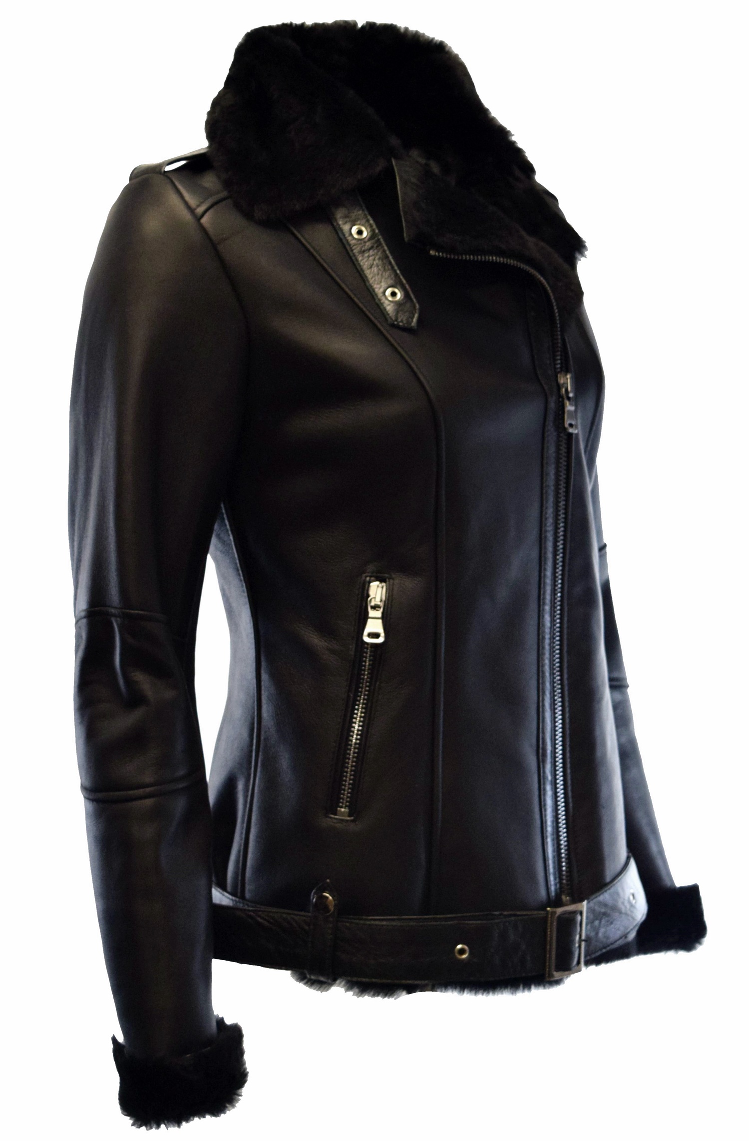 Damen Lammfelljacke Carla Shearling Schwarz