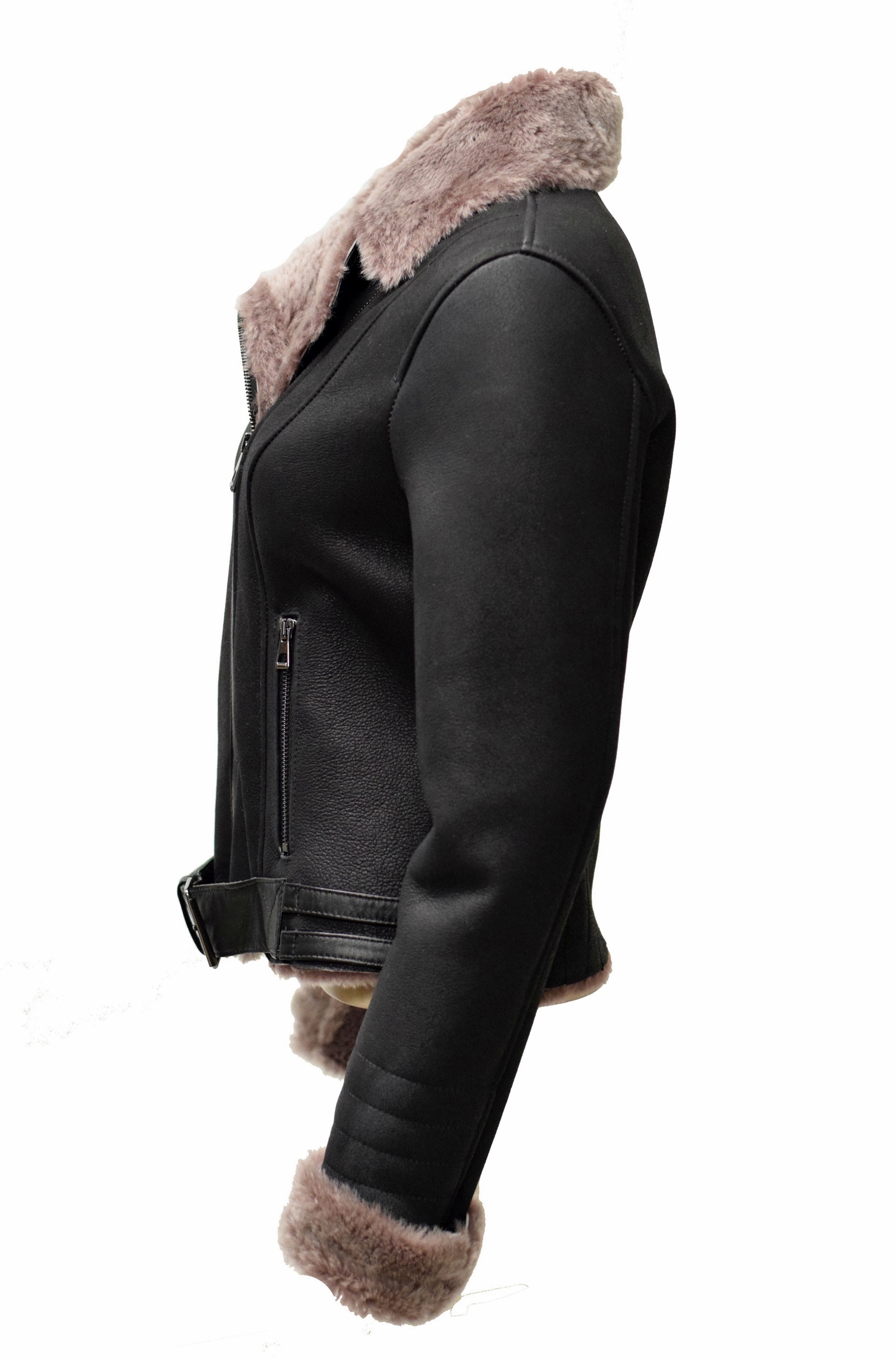 Damen Lammfelljacke Valentina Shearling Schwarz