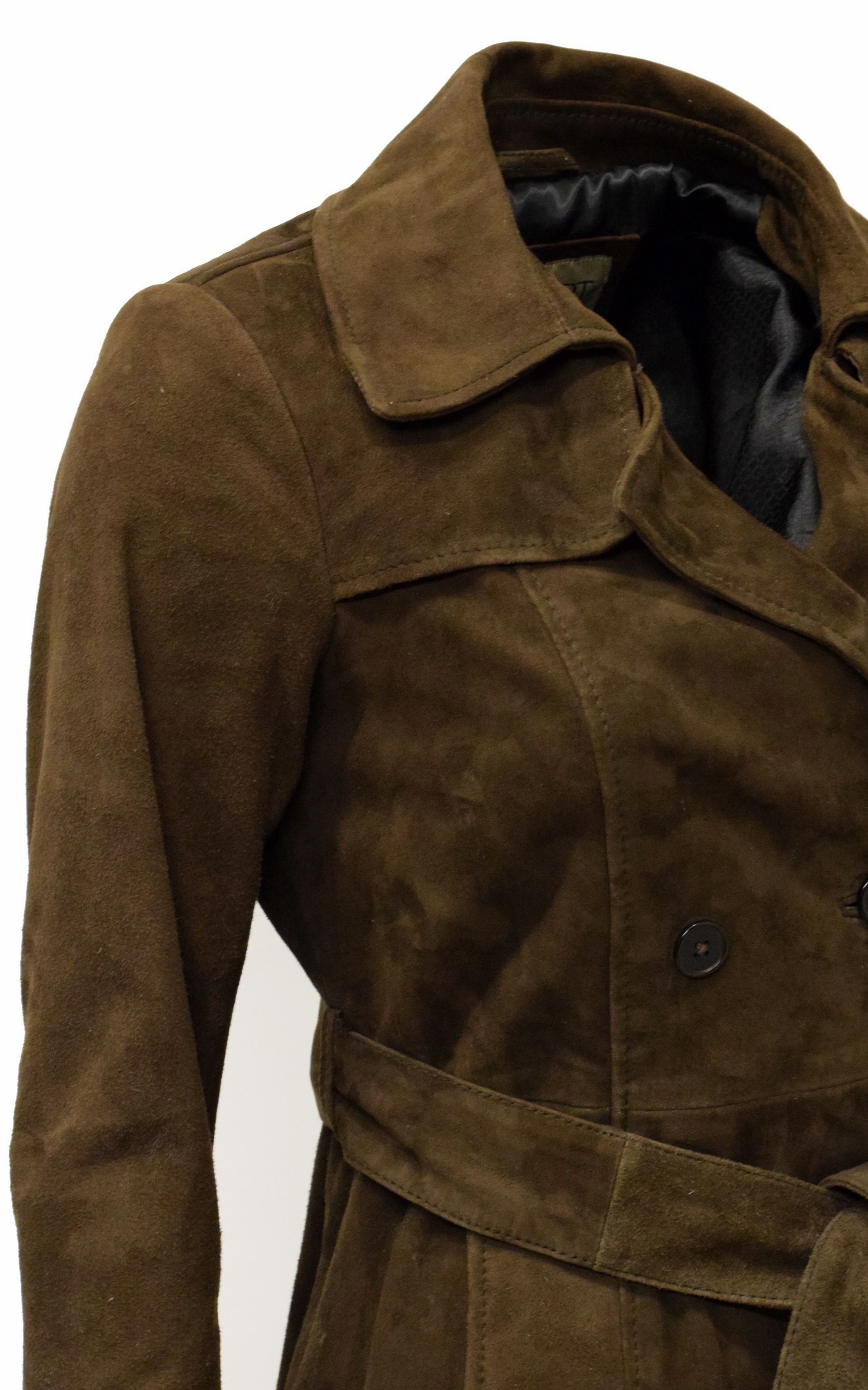 Damen Kurz-Trenchcoat Ledermantel Anna in Mocca