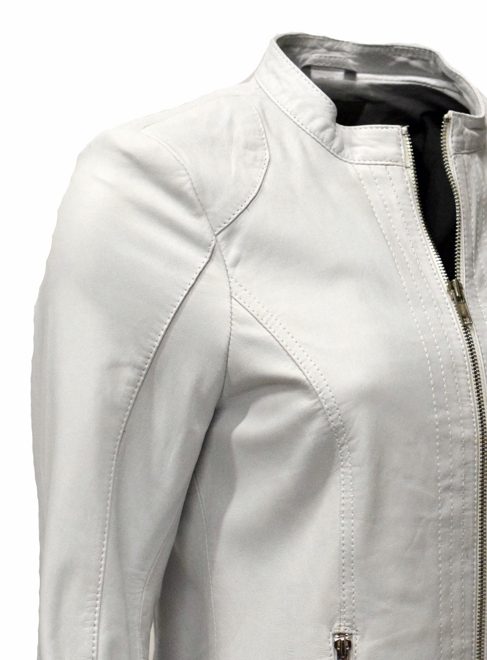 Damen Lederjacke Tina washed Weiss