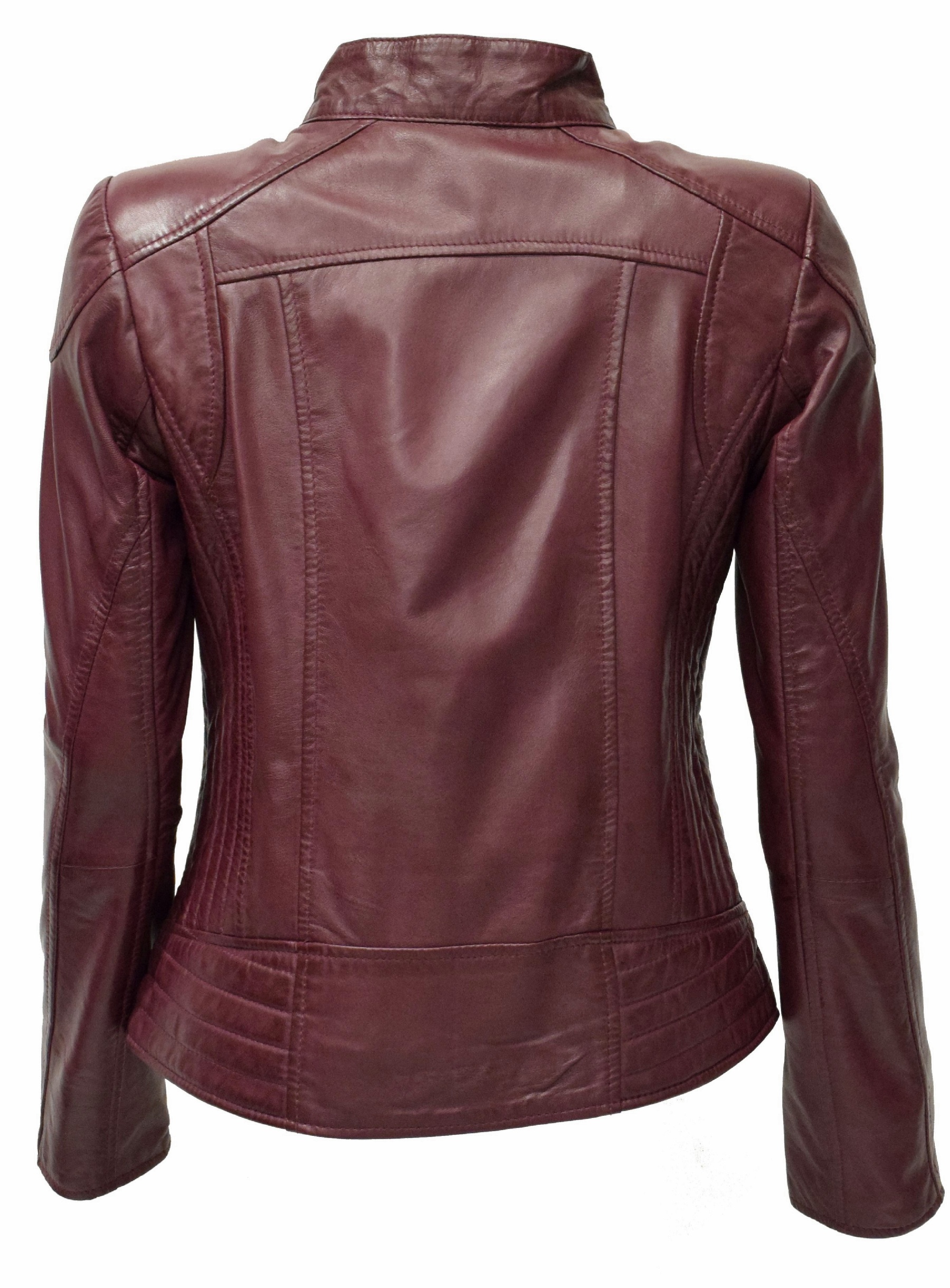 Damen Lederjacke Kimy gesteppt washed Burgund