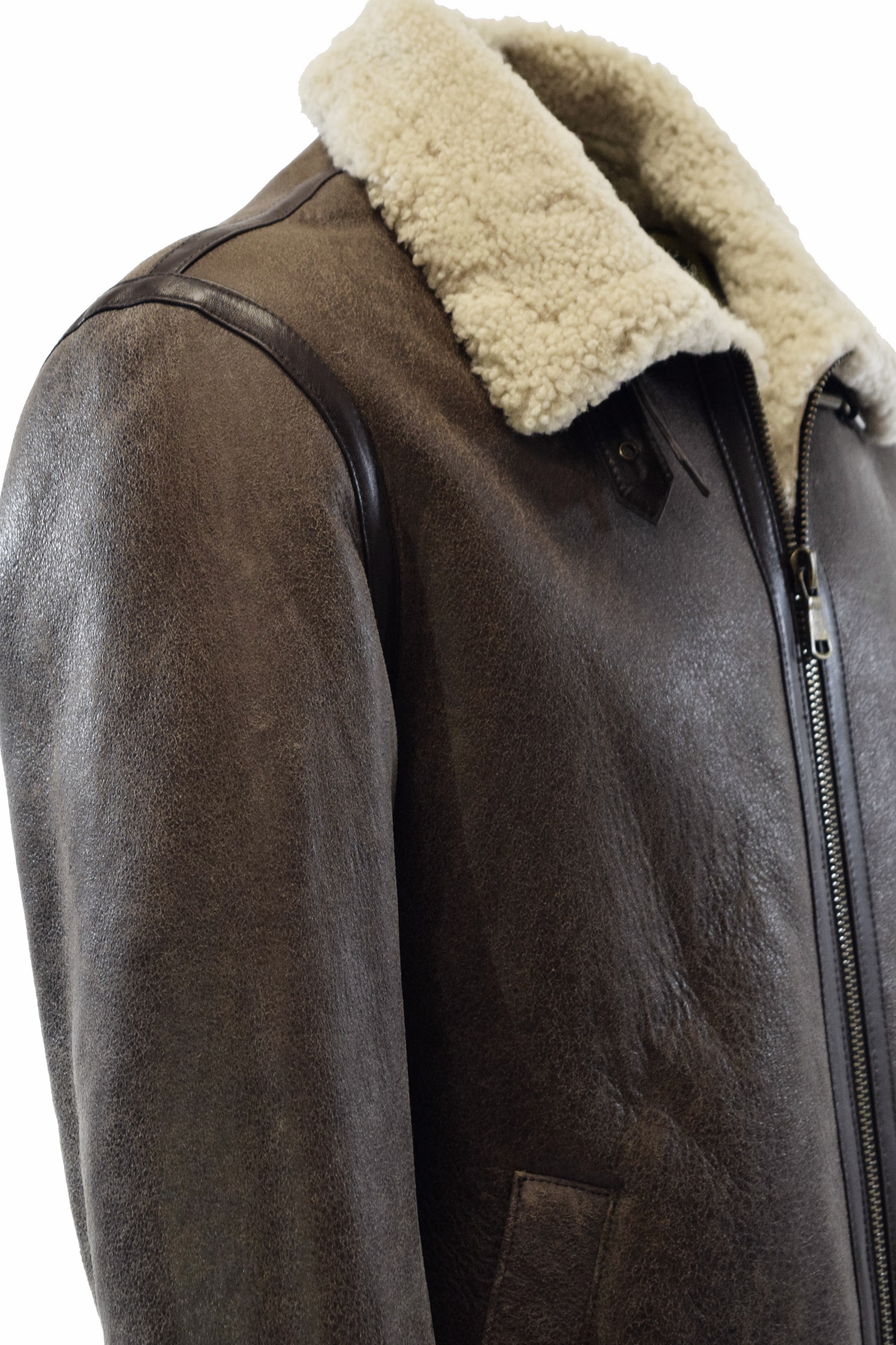 Herren Lammfelljacke Bomber Will in Steinbraun