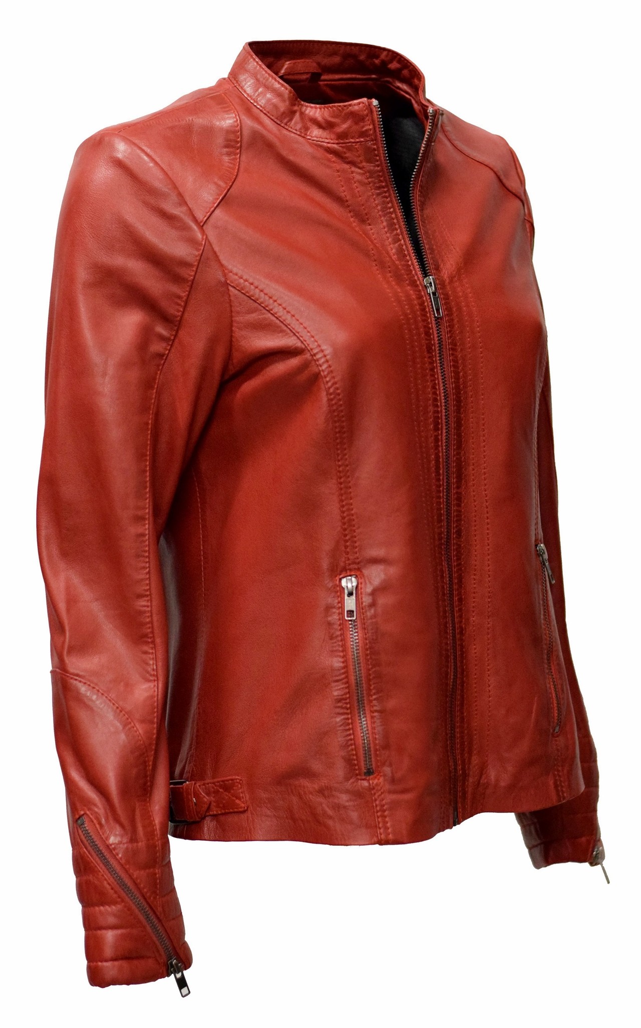 Damen Lederjacke Tina washed Rot