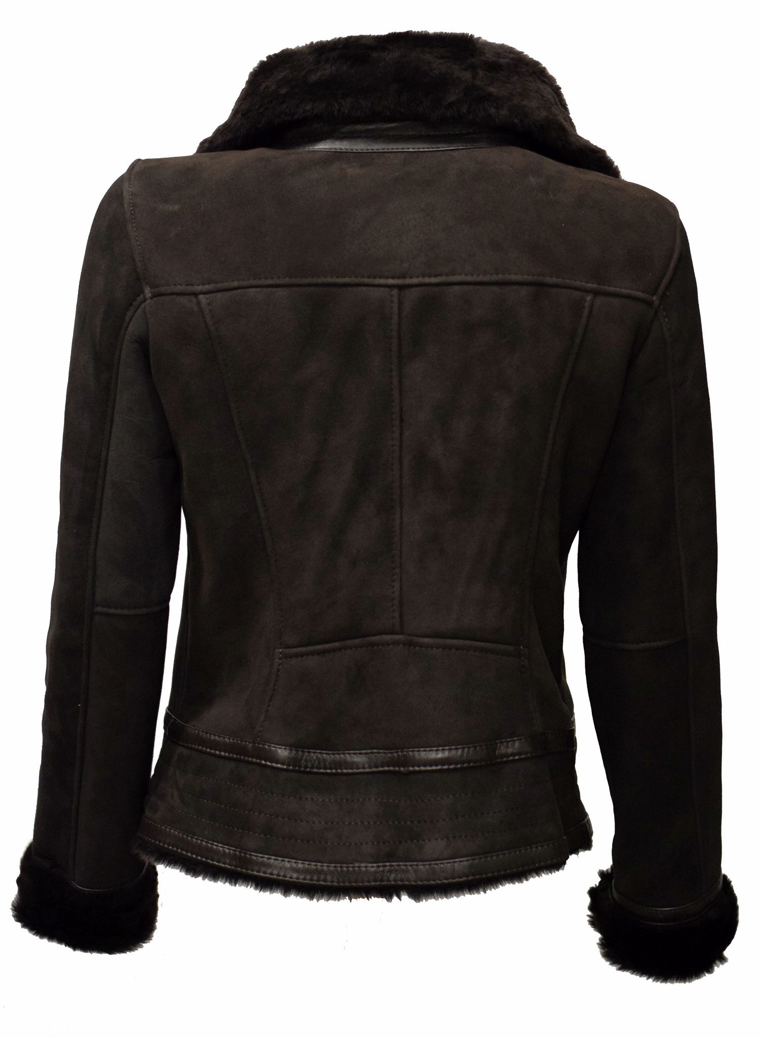Damen Lammfelljacke Lena in Schwarzbraun