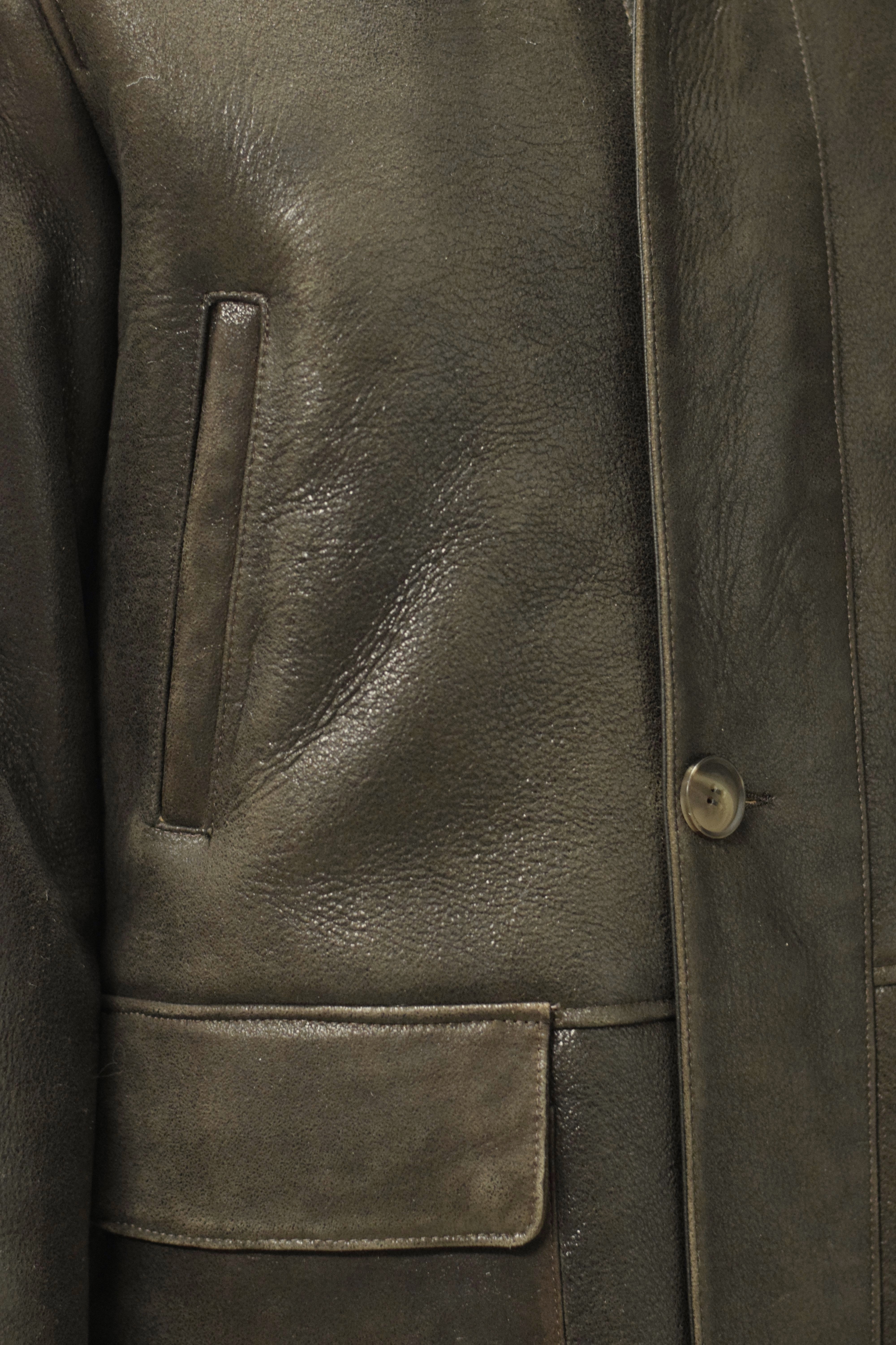 Herren Long Lammfelljacke Gobin in Marrone Braun