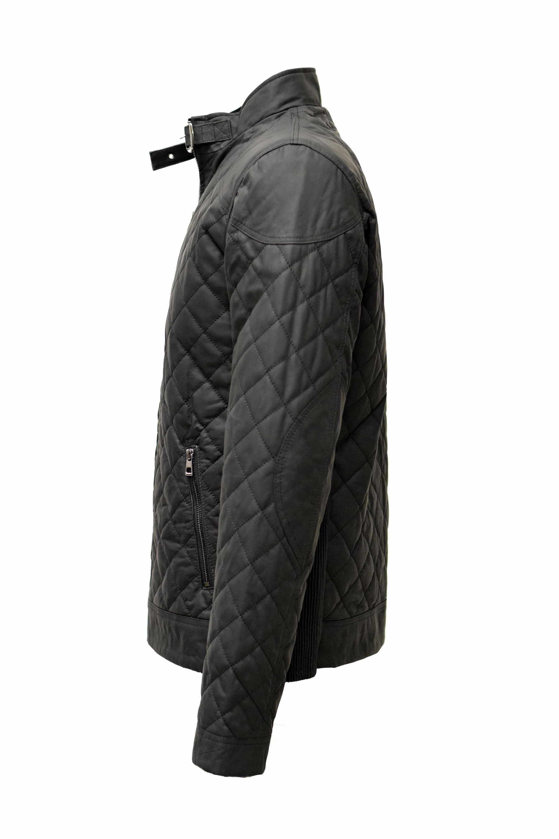 Herren Stepp- Lederjacke Michel in matt Schwarz