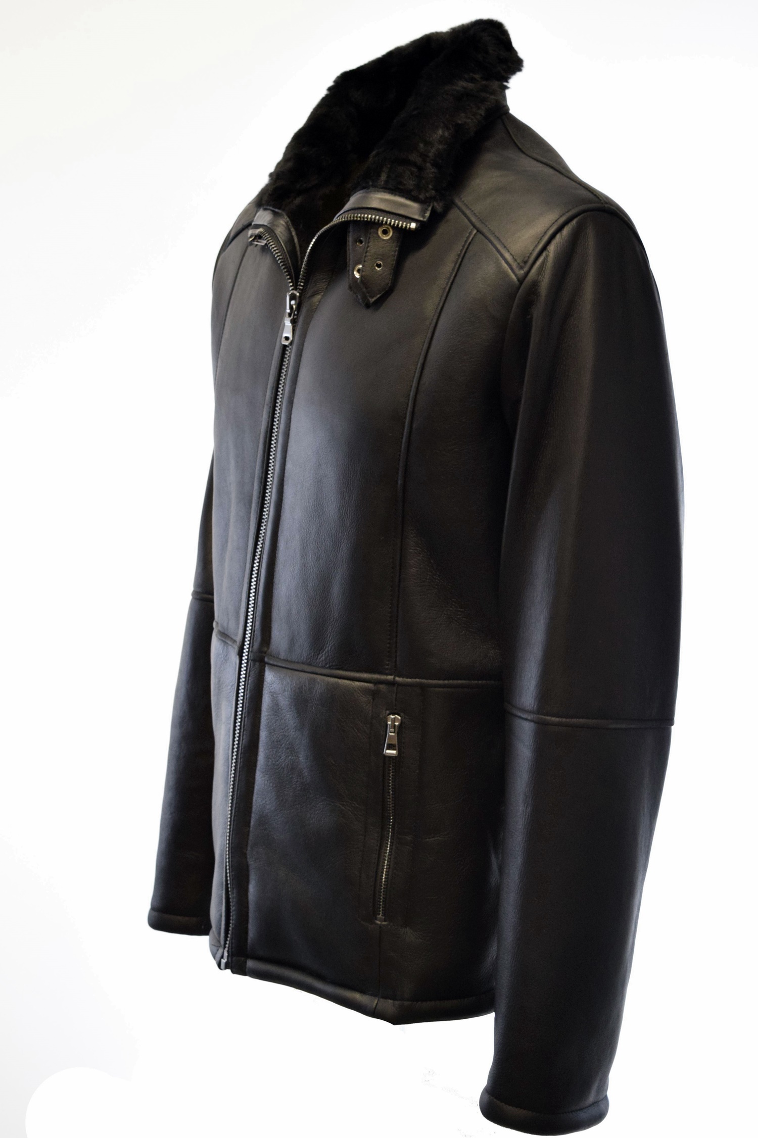 Herren Lammfelljacke Nellson in Schwarz