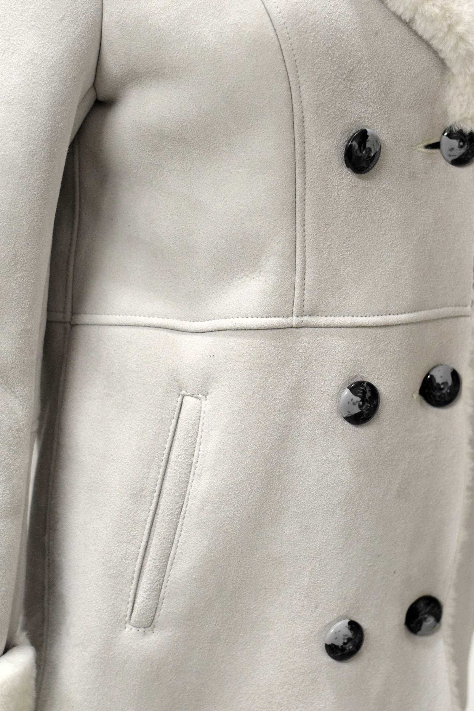 Damen Lammfellmantel Marie in Velour Hellgrau