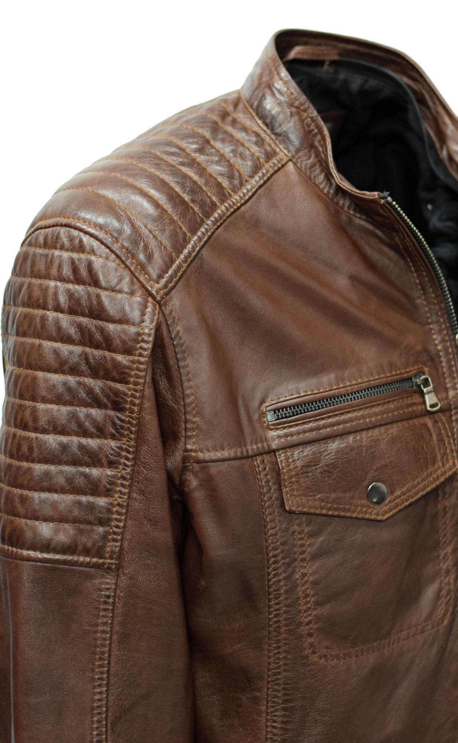 Herren Lederjacke Ray washed Kastanie Braun
