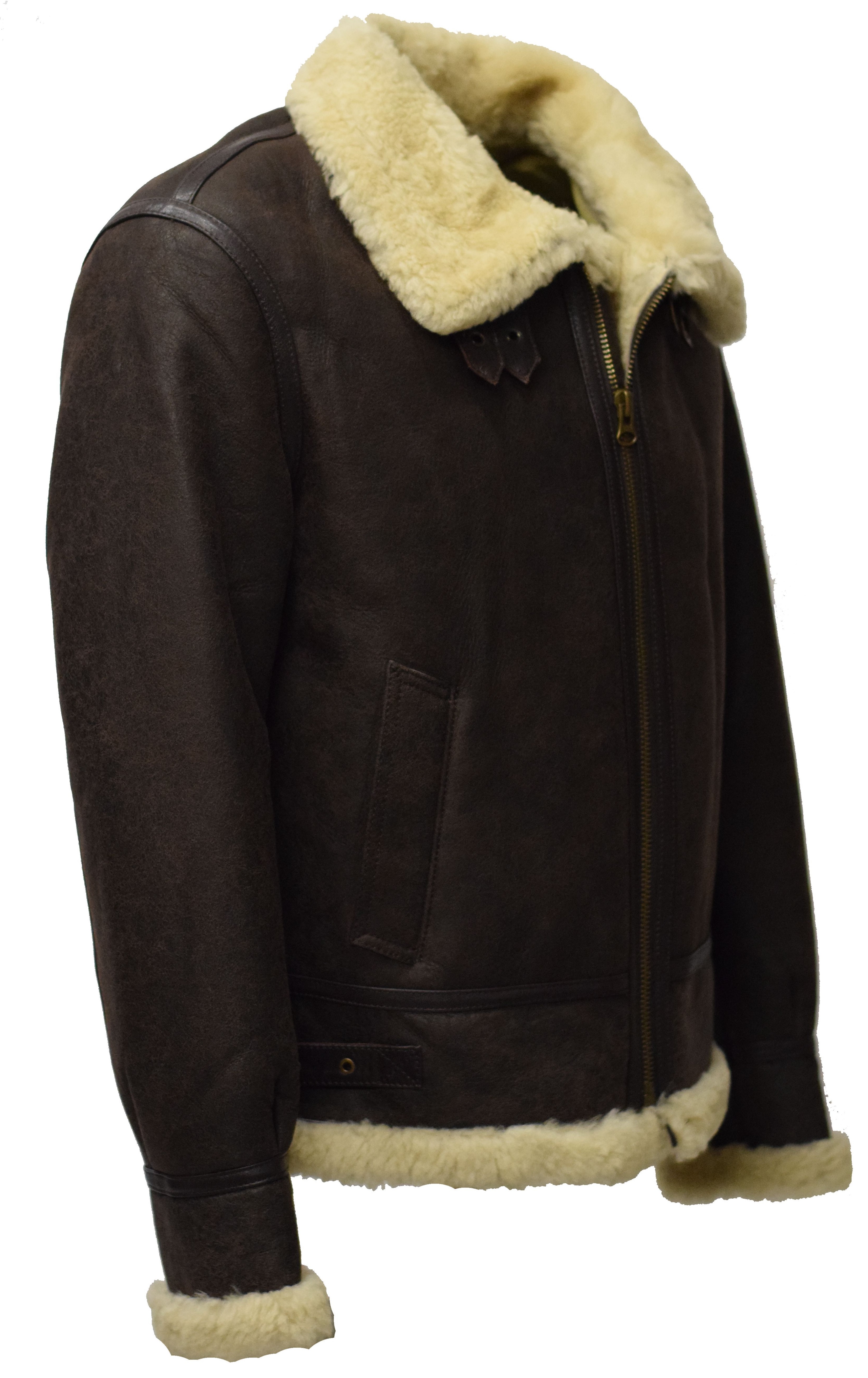 Herren Lammfelljacke Bomber Joost antik Dunkelbraun