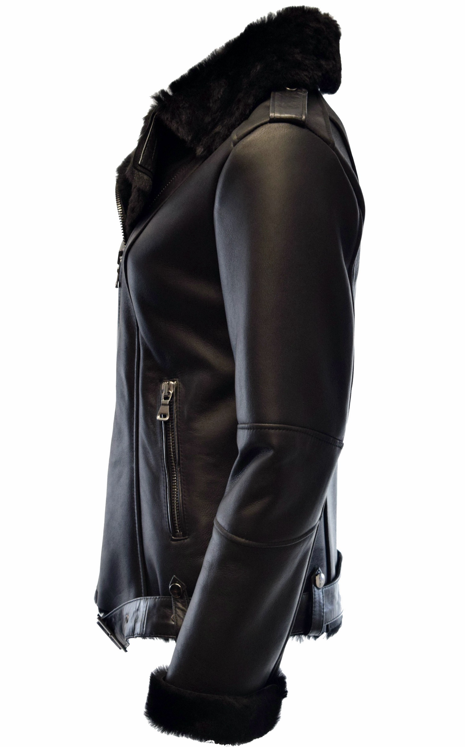 Damen Lammfelljacke Carla Shearling Schwarz
