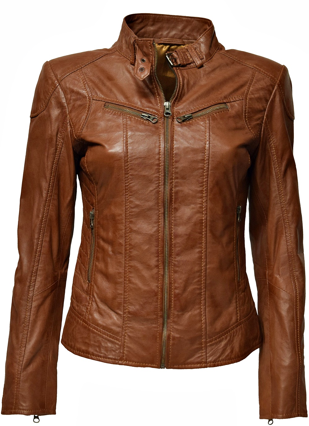 Damen Lederjacke Frida in Onixbraun